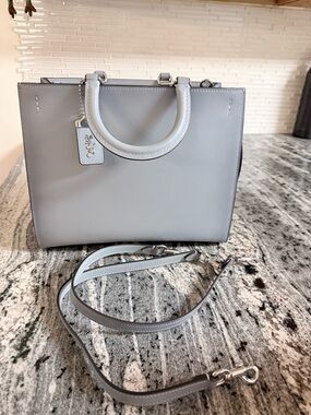 Coach 1941 Glove tanned Leather rogue 30 tote in Light Gray with Silver Hardware